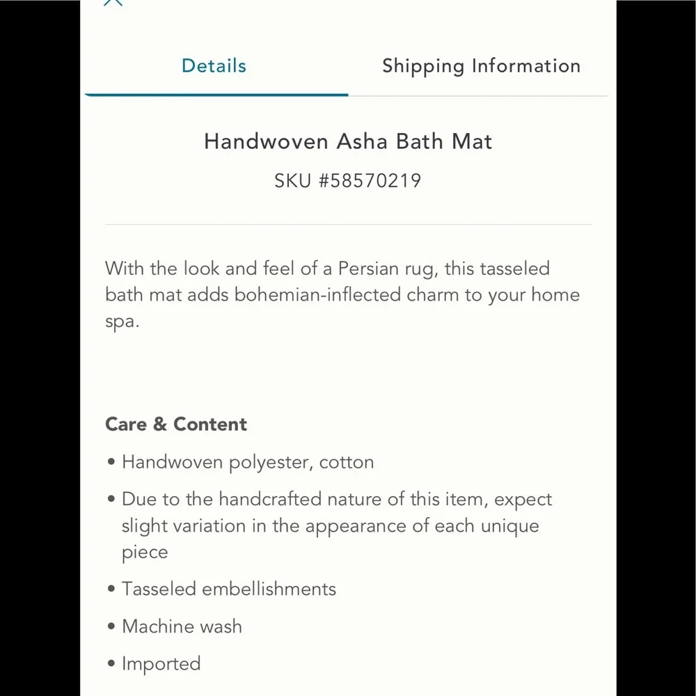 Anthropologie Peach and Cream Tassel Bath Mat